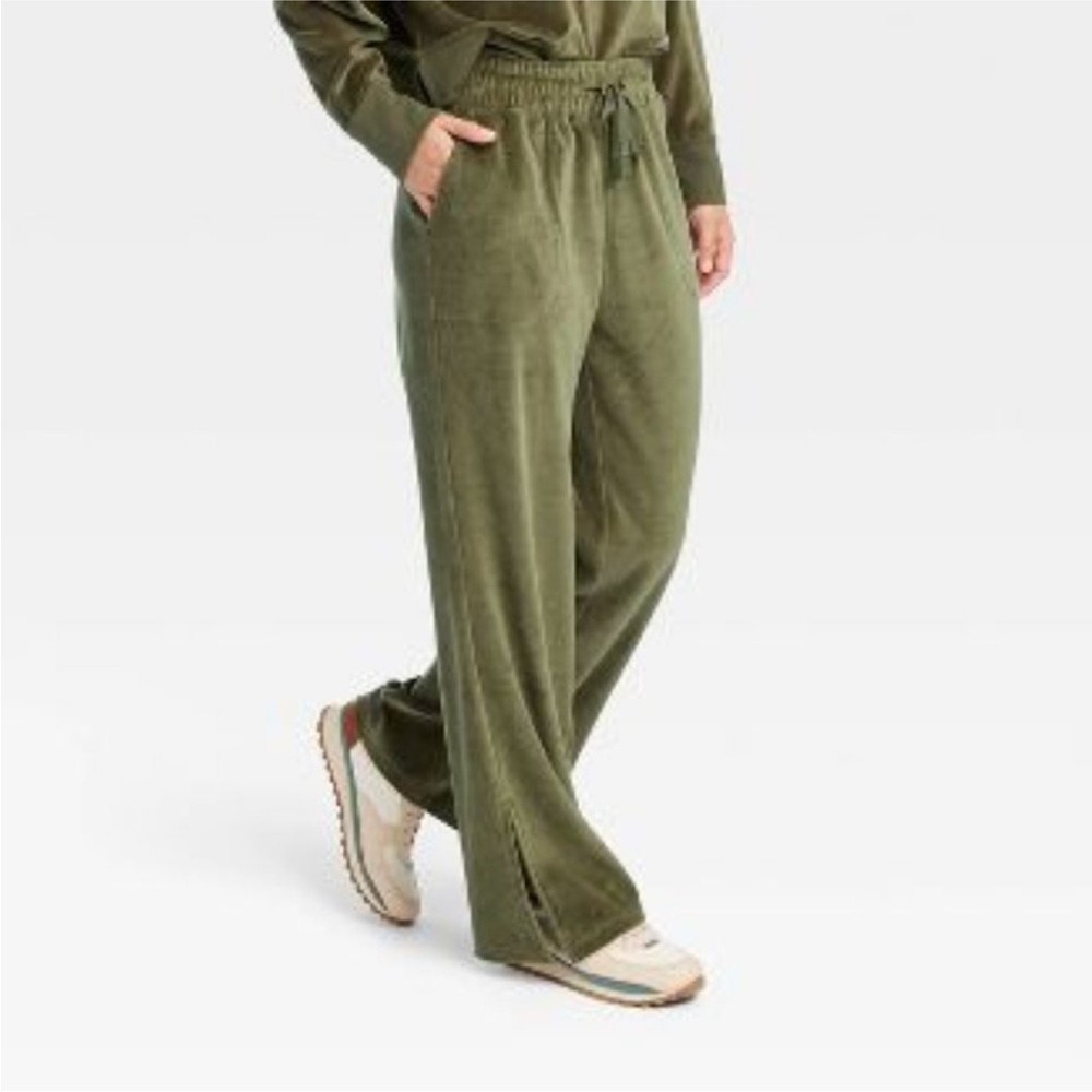 JoyLab Olive Green Track Pants Velour